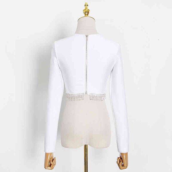 

two piece set for women o neck long sleeve patchwork tassel high waist skirt white sets female 2021 spring