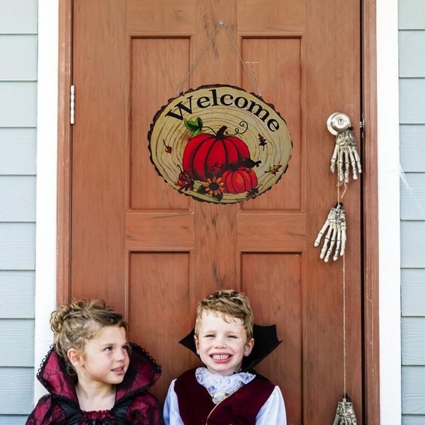 

decorative objects & figurines 2021 halloween thankful blessed pumpkin boo hanging sign wooden board plaque home door window wall decoration