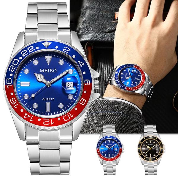 

wristwatches neue herren uhr luxury business blau zifferbladatum manner edelstahl band mode mannlichen relogio masculino, Slivery;brown