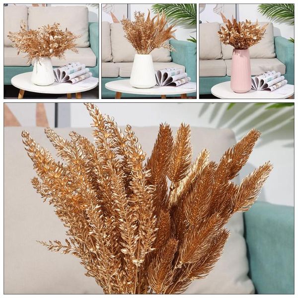 

decorative flowers & wreaths plant gift box adornment christmas ornament gold silver artificial flower simulation leaf