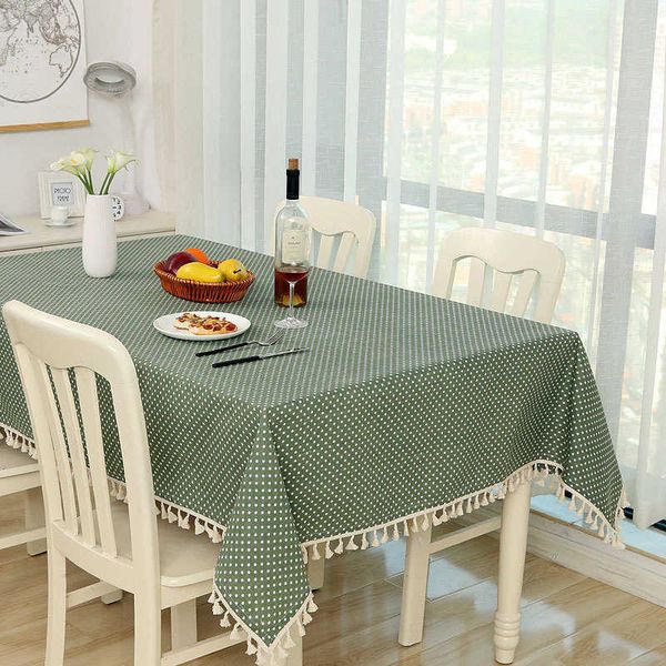 Dot Table Table Pano Jantar Retangular Anrapant Pano Home Cozinha Tischdecke Decor Stripe Cover Lace Tassel 210626