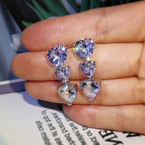 

selling exquisite women's love water drop large zircon earrings earrings versatile silver plated, Golden