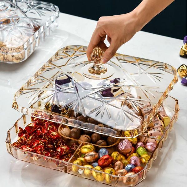 

dishes & plates european fruit luxury dish ornaments plastic fashion creativity serving compartment with cover candy boxes transparent