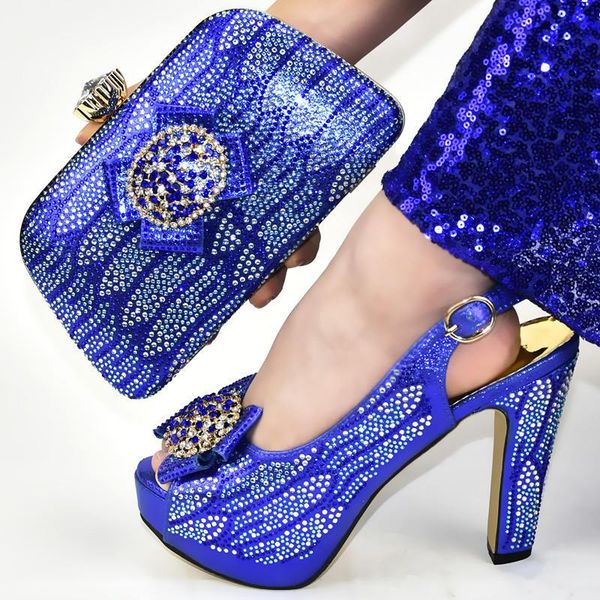 

dress shoes african summer woman high heels and bag set for evening party fashion rhinestone matching df-882, Black