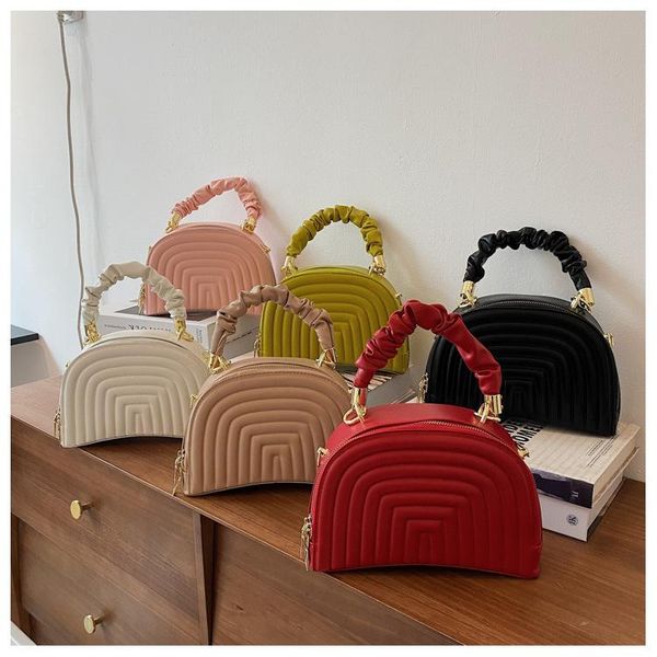 

evening bags solid color female small tote bag 2021 pu leather women's designer handbag fashion shoulder messenger