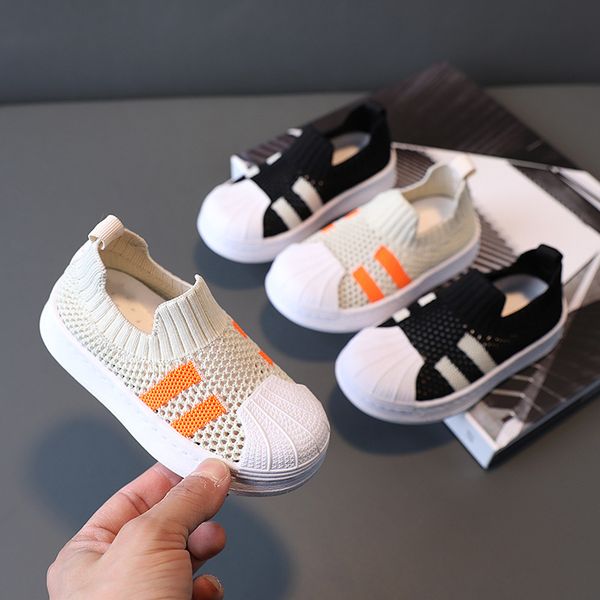 

70% off factory online 2021 summer new girls' and boys' breathable mesh shoes baby flying woven children's board, Black