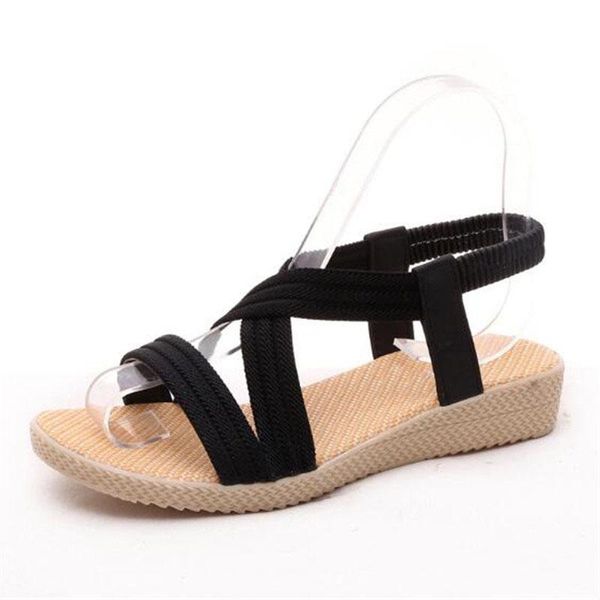 

fashion sandals women summer wedges open toe thick heel soft strip pu high-heeled, Black