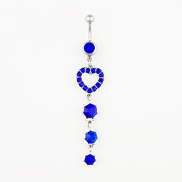 

d0530 belly navel button ring dk.blue, Silver