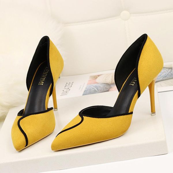 

dress shoes fashion leisure basic pumps for women slip-on super high thin heels ladies pointed toe pu shallow single, Black