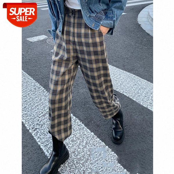 

[fifth personality] all-match slimming drape plaid pants women's waist straight loose wide-leg can be issued on behalf of #9e2l, Black;white