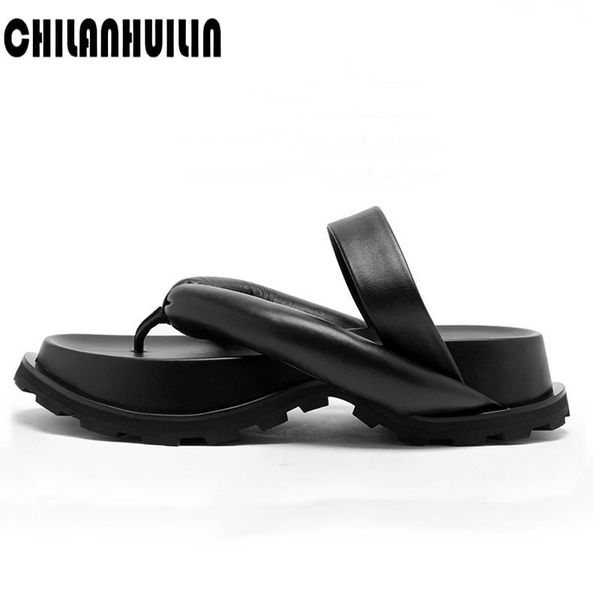 

sandals brand summer shoes platform high heels wedge leather women casual woman party flip flops slingback, Black