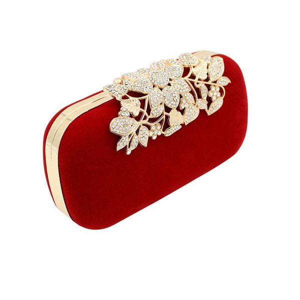 

evening bags fashion women's bag velvet celebrity dinner diamond leaf suede