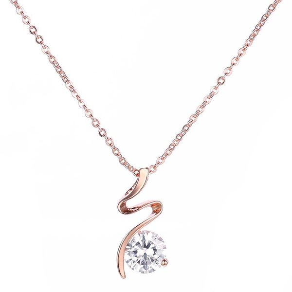 

pendant necklaces cubic zirconia chain & pendants simple temperament rose gold color fashion necklace wedding jewelry for women, Silver