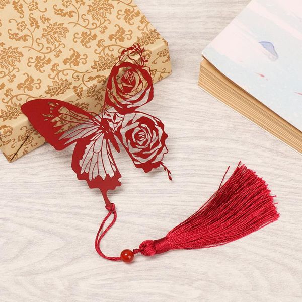

retro brass bookmark tassel pendant butterfly rose book clip pagination mark stationery student gift cartoon metal