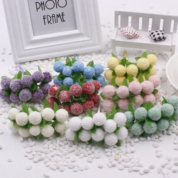 

100pcs/lot 8 colors small flower ball artificial link bubble bouquet wreath hat clothing home garden wedding decorate109 decorative flowers