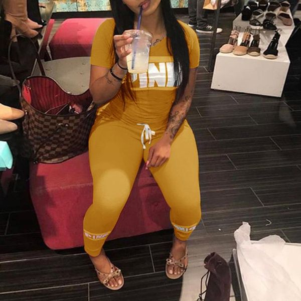 

letter print women tracksuit plus size s-xxxl casual 2 piece set +skinny pants summer two outfit women's tracksuits, Gray