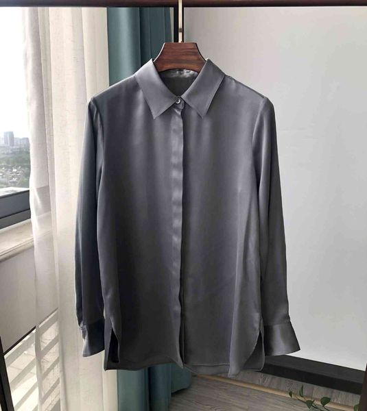 

shirt autumn women's three-color silk long-sleeved 7ehh, White