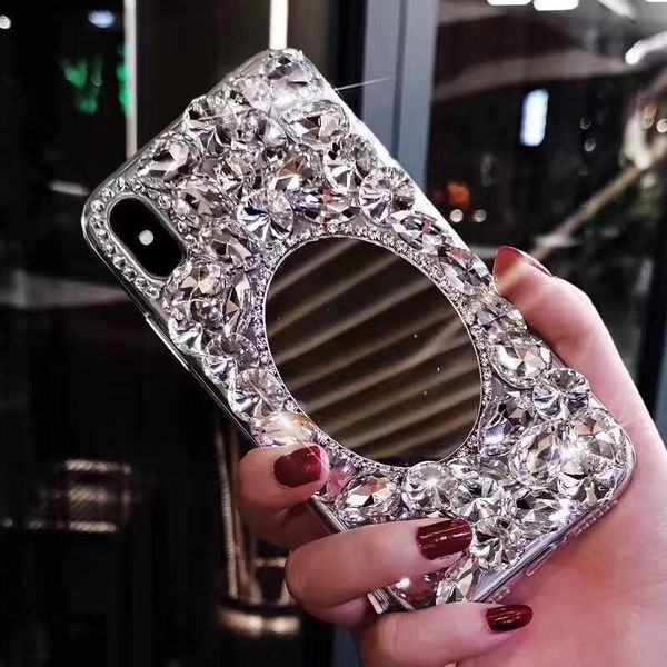 

luxury crystal gem rhinestone mirror cases for a3 a5 a7 2021 a9 a8 a6 plus a50 a70 a80 soft clear phone cover capa cell
