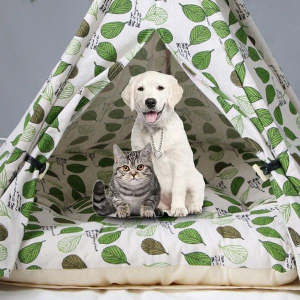 

pet tent for dogs puppy cat bed canvas cute house teepee with cushion kennels & pens
