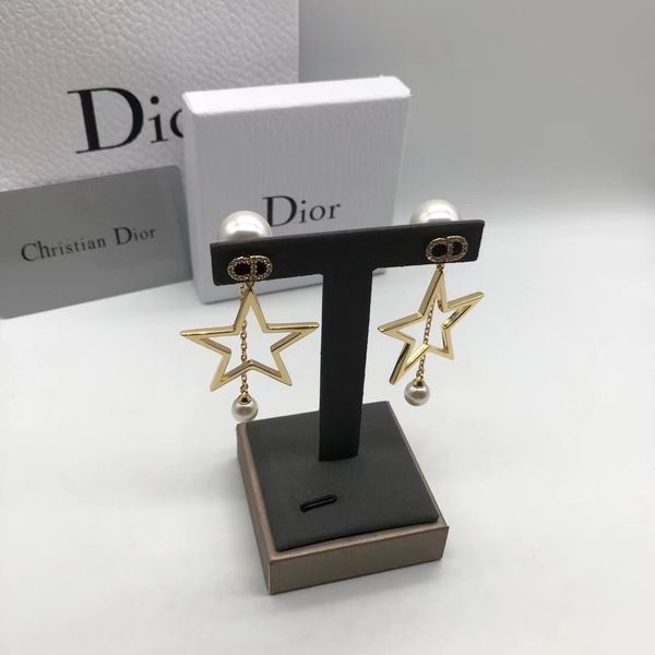 

special offer 2021 luxury designer jewelry high version new double sided star pearl earring pendant tassel letter, Silver