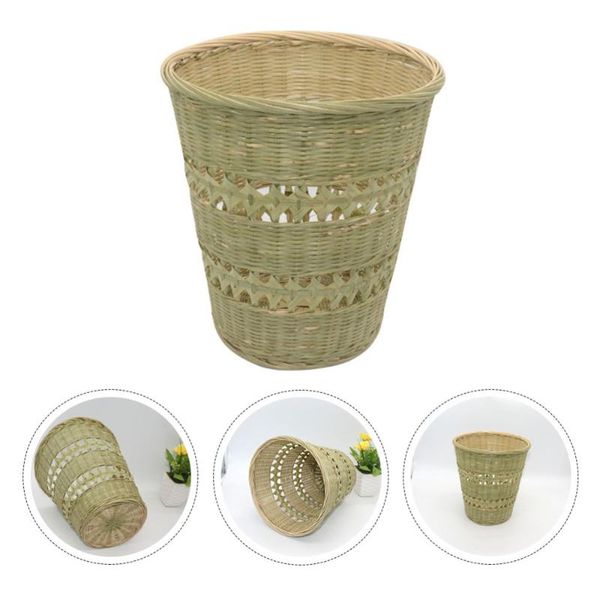

laundry bags 1 pc trash container bamboo basket multi-purpose (light green)