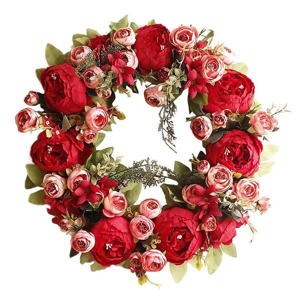 

peony wreath rose flower artificial flowers garland front door for spring and summer display decorative & wreaths