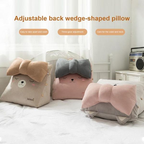 

cushion/decorative pillow cute wedge shape backrest with adjustable and side pocket for cell phone bed rest maternity lounger reading