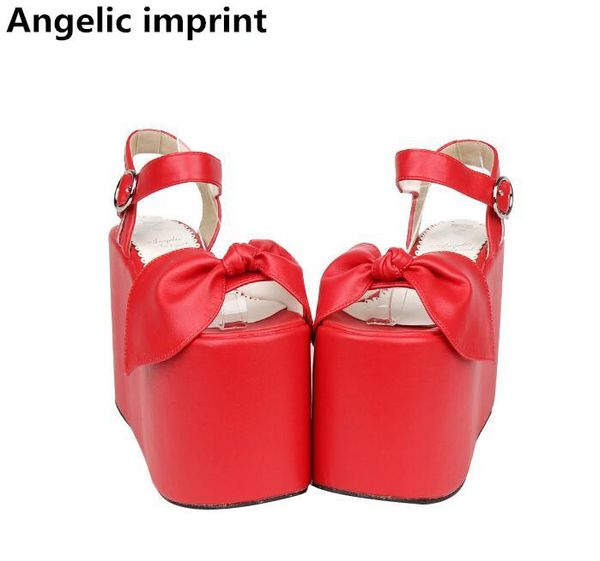 

angelic imprint woman mori girl lolita cosplay shoes lady super high wedges heels pumps women princess dress sandals 33-47 13cm, Black