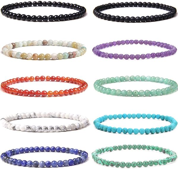 10 pezzi lotto da 4 mm mini gemma braccialetti energetici per donne piccoli bracciale pietra di pietra bracciale fascino di perline coppie di braccialetti di perline