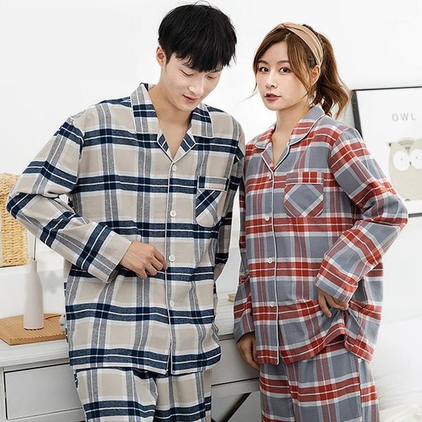 

men's sleepwear 100% cotton pijama for men plaid autumn winter pajamas pyjamas set 3xl casual striped male homewear home clothes, Black;brown