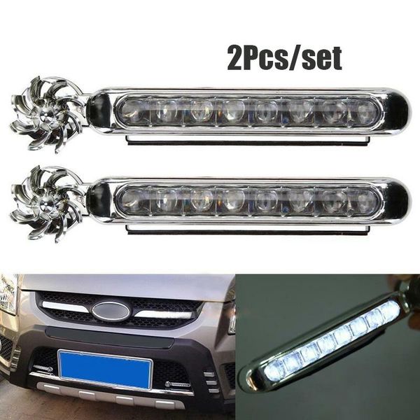 

car headlights 2pcs/set wind power 8 led day running light fog lamp driving