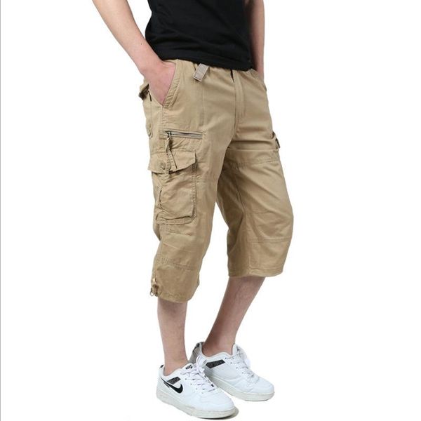 

men's shorts baldauren summer loose cropped trousers men's 7-point breeches plus fat size casual thin pants, White;black