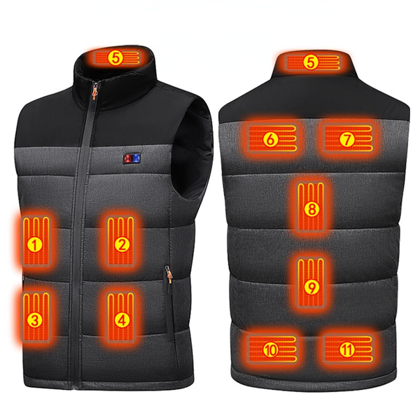 

heating vest stitching male and female charging heating clothing cotton vest 11 zone heating constant temperature vest cross-border exclusiv, Black;white