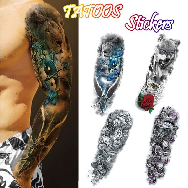 

waterproof temporary tattoo sticker totem geometric full arm large size sleeve tatoo fake tatto flash tattoos for men women #38 gift wrap