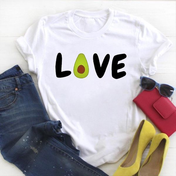 

cute avocado love fashion women print 90s cartoon summer tee ladies womens clothes graphic, White