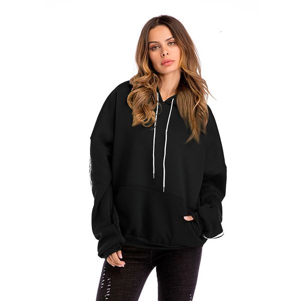 

2021 new women's cotton hoodie, street clothes, thick veet large size, europe america, autumn and winter, rjrh, Black