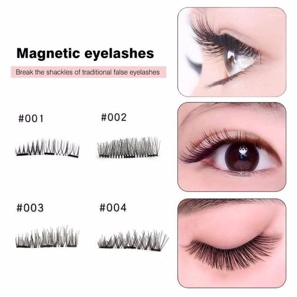 

set false eyelashes magnetic lashes three magnet glue fake eye natural fiber hand made strip1