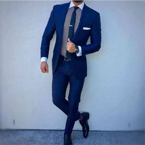 

men's suits & blazers navy blue/black businessman suit groom wedding tuxedo lapel decoration male blazer jacket two-piece, White;black