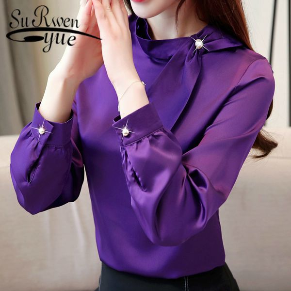 

blusas mujer de moda womens and blouses harajuku plus size bow solid stand long sleeve shirts full 2223 50 210521, White