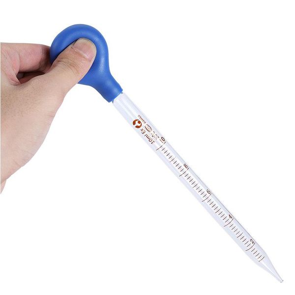 

lab supplies 10ml rubber head glass scale line transparent dropper pipette dropping pipet with blue pipettor