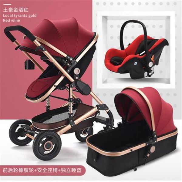 

strollers# baby stroller 2 in 3 1 high landscape strollers eco leather absorber four months pushchair 0-36 wheel trolley