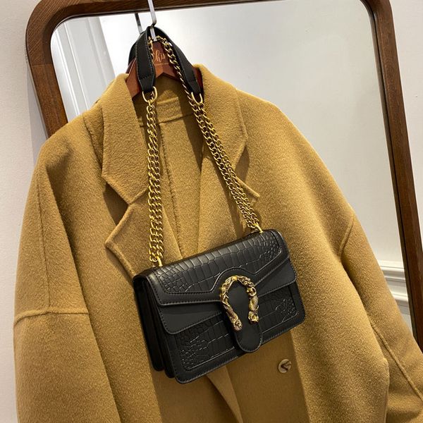 

daily bag high retro textured womens bag 2023 new trendy all-match fashion dionysian cross-body bag crocodile pattern chain shoulder messeng