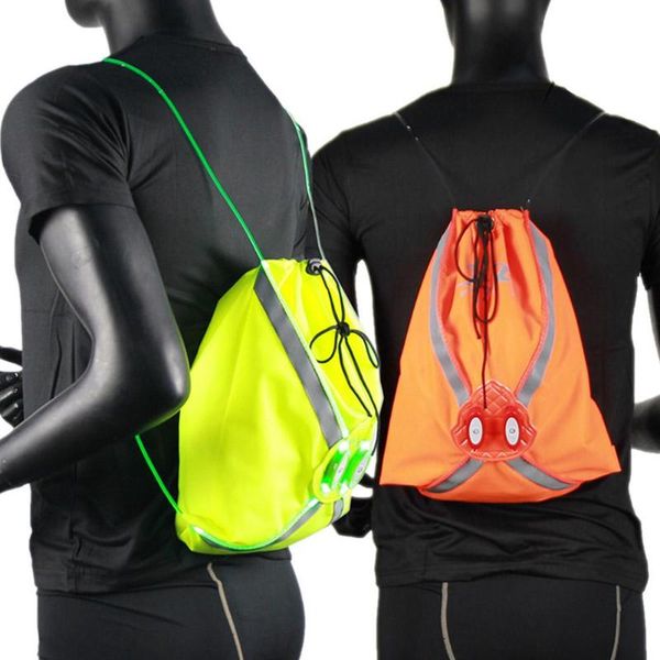 

outdoor bags led light reflective bag sports cycling storage backpack with reflector training accessories