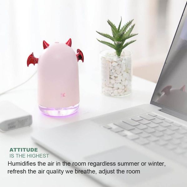 

humidifiers 230ml anion humidifier 7 color led little devil shape air purifier usb charging mist diffuser home office essential