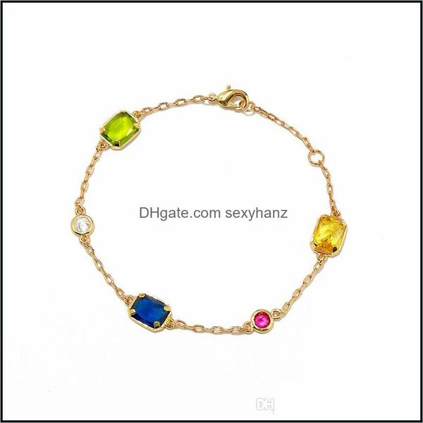 

link, chain bracelets jewelryelegant blue yellow green crystal bracelet 18k gold 925 sier bangle for women jewelry gift drop delivery 2021 8, Black