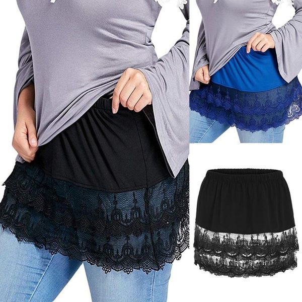 

skirts mini skirt pencil summer 2021 casual women's layered sheer lace trim extender half slips plus size w406, Black