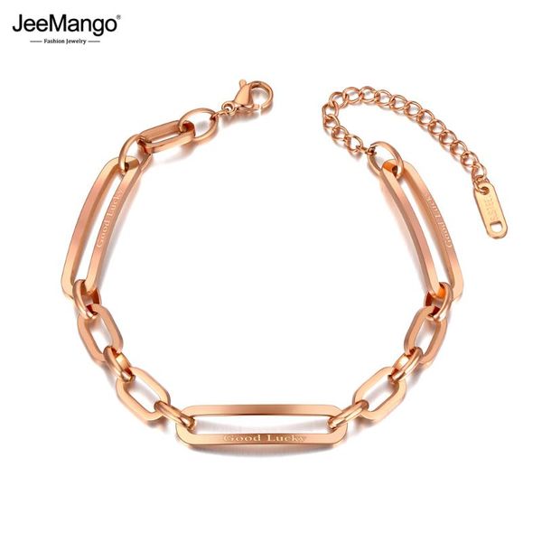 

link, chain jeemango 316l rose gold stainless steel bohemia beach & link bracelets for women trendy good lucky charm bracelet jb20127, Black