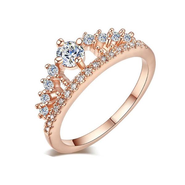 

wedding rings gold pretty crown women jewelry fashion crystal princess ring refreshing stylish exquisite attractive for, Slivery;golden