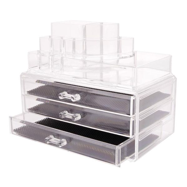 

rectangular room-saving drawers plastic makeup case for women or girls transparent 180821219 cosmetic bags & cases