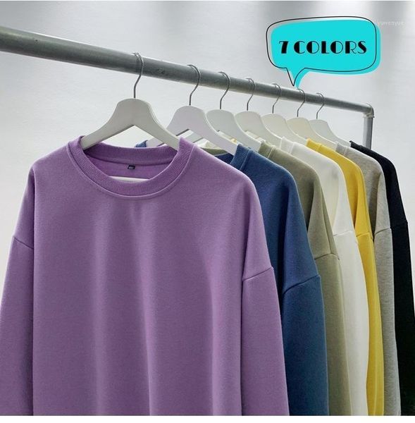 

loose fleece cotton solid color plain crewneck raglan sleeve pullover sweatshirt men's hoodies & sweatshirts, Black